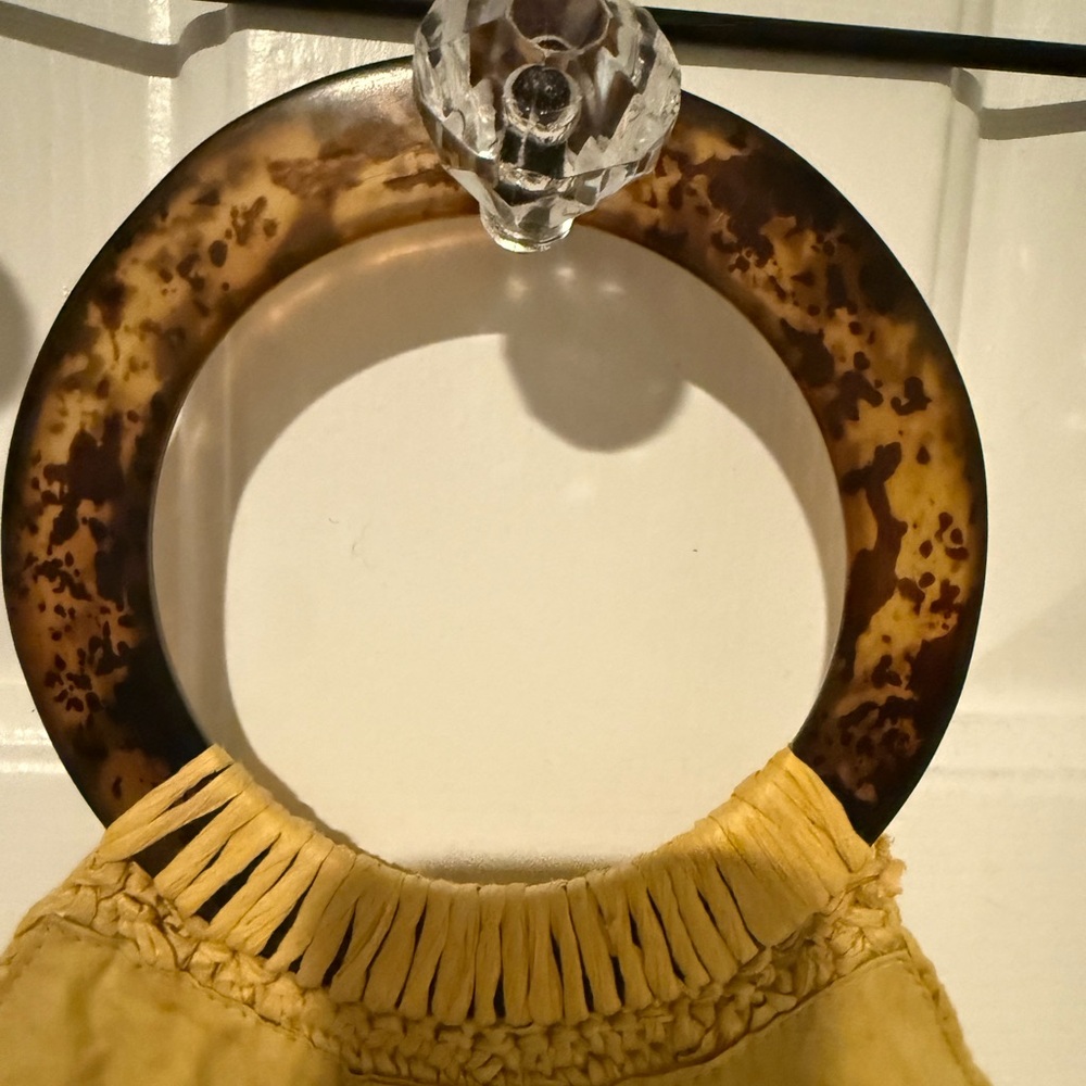 Anthropologie Rosalita Rafia Yellow Fringe Tote Bag - Picture 16 of 16